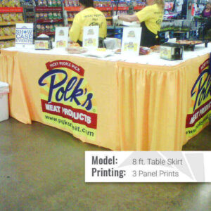 table skirt three panels advertising