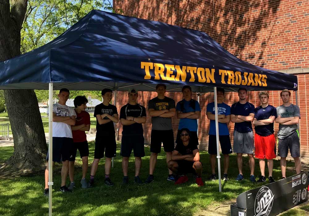 10x20 football tent with high school team