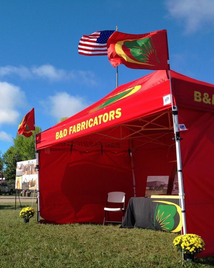 Custom flags on 10x15 E-Z Up Tent